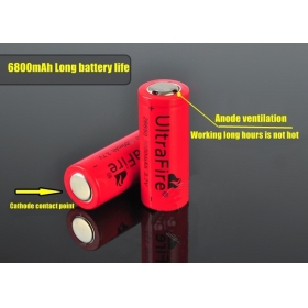 UltraFire High performance 26650 6800mAh 3.7V Rechargeable Li-ion Battery For 26650 flashlight torch (2 pcs)