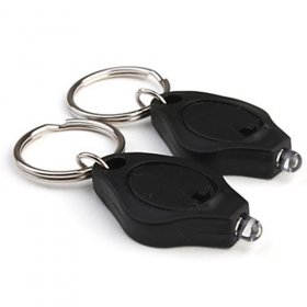 White Light 22000mcd LED portable Mini Keychain Flashlight Torch Gift Black(2-pack)