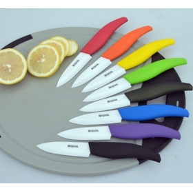 BESTLEAD 3" High tech Professional Zirconia Sharp Blade kitchen Fruits Ceramic Knives-Red + Orange + Yellow + Green + Black + Blue + Purple + Cyan(8-Pack)