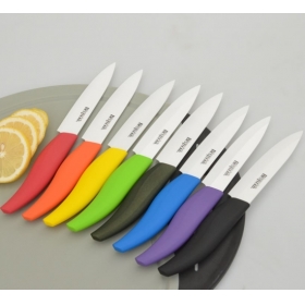 BESTLEAD Eco-friendly 4" Ceramic Knife Cutter Chefs Cutlery for Modern Kitchen Fruits-Red+ Orange+ Yellow+ Green+ Black+ Blue+ Purple+ Cyan(8-Pack)