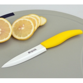 BESTLEAD Eco-friendly 4" Ceramic Knife Cutter Chefs Cutlery for Modern Kitchen Fruits with Anti-skidding Handle -Yellow
