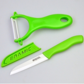 BESTLEAD 2 in 1 Zirconia Eco-friendly Chic 3" Ceramic Knife + Ceramic Peeler Set -Green