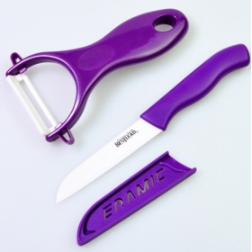 BESTLEAD 2 in 1 Zirconia Eco-friendly Chic 3" Ceramic Knife + Ceramic Peeler Set -Purple