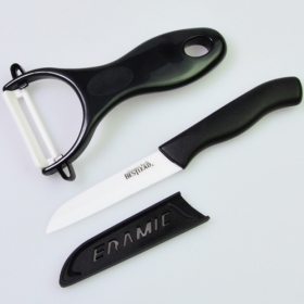 BESTLEAD 2 in 1 Zirconia Eco-friendly Chic 3" Ceramic Knife + Ceramic Peeler Set -Black