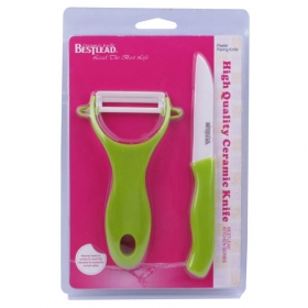 BESTLEAD 2 in 1 Zirconia Eco-friendly 3" Ceramic Knife + Ceramic Peeler Set -Green