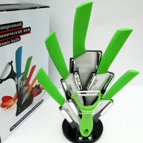 ADYD 7-in-1 3"+4"+5"+6"+6.5"+ Ceramic Peeler + Knife holder Zirconia Eco-friendly kitchen Fruits Ceramic Knives for Modern Kitchen-Green