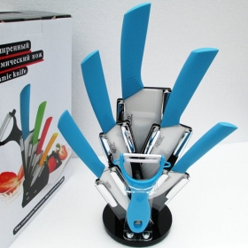 ADYD 7-in-1 3"+4"+5"+6"+6.5"+ Ceramic Peeler + Knife holder Zirconia Eco-friendly kitchen Fruits Ceramic Knives for Modern Kitchen-Blue
