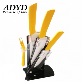ADYD 5-in-1 3" 6" 6" + Ceramic Peeler + Knife holder Zirconia Eco-friendly kitchen Fruits Ceramic Knives for Modern Kitchen-yellow