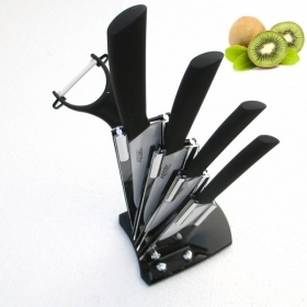 ADYD 6-in-1 3" 4" 5" 6" + Ceramic Peeler + Knife holder Zirconia Eco-friendly health kitchen Fruits Ceramic Knives for Modern Kitchen-black