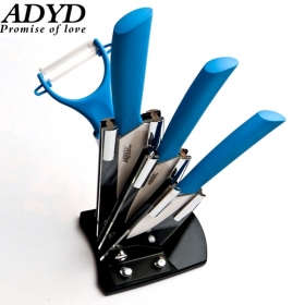 ADYD 5-in-1 3"+4"+5" +Ceramic Peeler +Knife holder Zirconia health Eco-friendly kitchen Fruits Ceramic Knives for Modern Kitchen -Blue