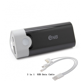 ENB NEW SMART USB Emergency Charger Power Bank w/ Q5 LED flashlight for iPhone 5/4S/ Samsung/ Nokia/ Blackberry With 3 in 1 Data Cable