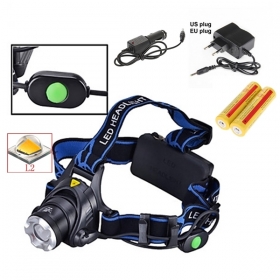 AloneFire HP88 Zoom Headlight Cree XM-L2 LED 2200LM led Headlamp for 1/2 x18650 + AC Charger/Car charger / 2x18650 battery