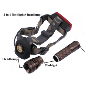 HP90 2 in 1 CREE XML-T6 LED 5-mode Focus Zoom led Headlamp led Flashlight for 1x18650 + AC Charger/Car charger