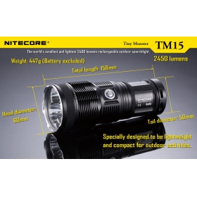NITECORE TM15 XM-L U2 LED Tiny Monster 3 X Cree XML U2 2450 lumens Flashlight Waterproof Rescue Torch