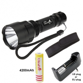 UltraFire C8 5-Mode Cree XM-L T6 LED Flashlight Torch +1x18650 battery/charger/flashlight holster