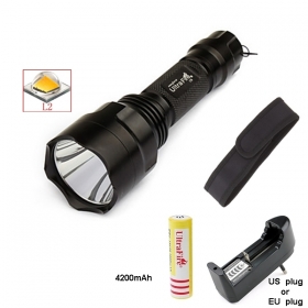 UltraFire C8 5-Mode Cree XM-L2 LED Flashlight Torch +1x18650 battery/charger/flashlight holster