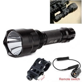UltraFire C8 5-Mode Cree Q5 LED Hunting Tactical Flashlight Torch+Tactical mount/Remote switch for 1x18650 battery