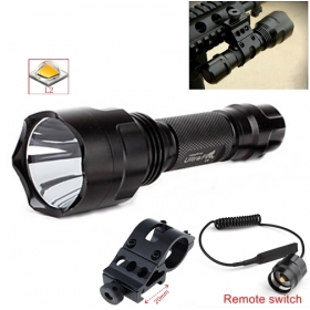 UltraFire C8 5-Mode CREE XM-L2 LED Spotlight Hunting Tactical Flashlight Torch+Tactical mount/Remote switch for 1x18650 battery