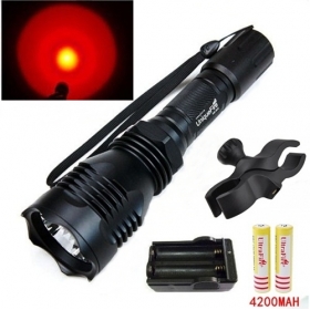 UniqueFire HS-802 Cree red light led hunting flashlight torch set with Battery+Charger+Cross Mounts Clip+Remote switch