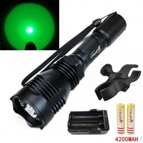 UniqueFire HS-802 Cree Green light led hunting flashlight torch set with Battery+Charger+cross Mounts Clip+Remote switch
