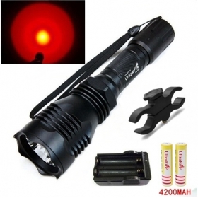 UniqueFire HS-802 Cree XP-E Red light led Tactical flashlight torch with Battery+Charger+tactical Mounts Clip+Remote switch