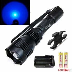UniqueFire HS-802 Cree XP-E Blue light led Tactical flashlight torch with Battery+Charger+tactical Mounts Clip+Remote switch