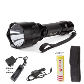 UltraFire C8 5-Mode Cree XM-L T6 LED Flashlight Torch with 1x18650 battery/charger/Car charger/flashlight holster