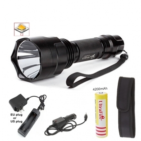 UltraFire C8 5-Mode Cree XM-L2 LED Flashlight Torch with 1x18650 battery/charger/Car charger/flashlight holster