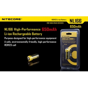Nitecore NL166 16340 RCR123A 3.7V 2.4Wh 650mAh Lithium Rechargeable Battery