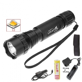 UltraFire 501B 3-Mode Cree XM-L2 ED Torch Flashlight with 18650 Battery/AC charger/Car charger/flashlight holster