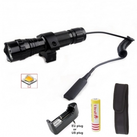 UltraFire 501B 1-Mode Cree XM-L2 LED Tactical Torch Flashlight with Battery/charger/flashlight holster/Pressure Switch/Tactical mounts