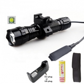 UltraFire 501B 3-Mode Cree XM-L T6 LED Tactical Flashlight Torch with Battery/charger/flashlight holster/Tactical mounts/Pressure Switch