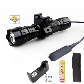 UltraFire 501B 3-Mode Cree XM-L2 LED Tactical Flashlight Torch with Battery/charger/flashlight holster/Tactical mounts/Pressure Switch