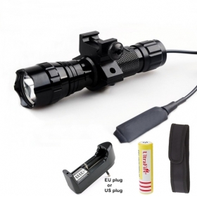 UltraFire 501B 5-Mode Cree Q5 LED Flashlight Tactical Torch with Battery/charger/flashlight holster/Tactical mounts/Pressure Switch