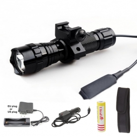 UltraFire 501B 3-Mode Cree Q5 LED Tactical Flashlight Torch with Battery/Ac charger/Car charger/flashlight holster/Tactical mounts/Pressure Switch