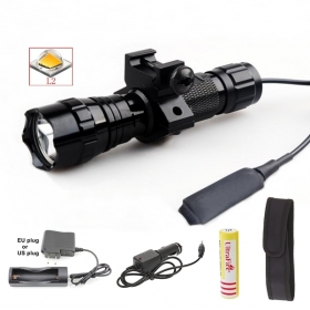 UltraFire 501B 3-Mode Cree XM-L2 LED Tactical Flashlight Torch with Battery/Ac charger/Car charger/flashlight holster/Tactical mounts/Pressure Switch