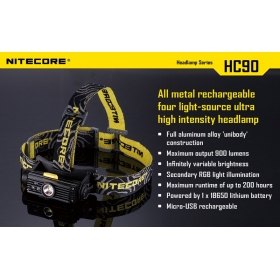 nitecore HC90 led headlamp full metal for 18650 battery led lamps