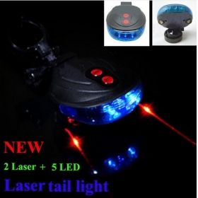 BL002 Waterproof Bicycle Laser Tail Light 2 Lasers + 5 LEDs Bike Safety Blue Rear Warning Light Cycling Safety Caution Lamp