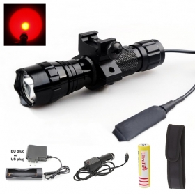UltraFire WF-501B Torch 1-Mode Cree Q5 Red light LED Tactical Flashlight torch with Battery/Ac charger/Car charger/flashlight holster/Tactical mounts/Pressure Switch