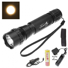 UltraFire WF-501B 1-Mode Cree Q5 Yellow LED Flashlight light with Battery/Ac charger/Car charger/flashlight holster/