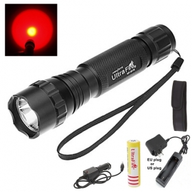 UltraFire WF-501B 1-Mode Cree Q5 Red LED Flashlight light with Battery/Ac charger/Car charger/flashlight holster