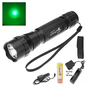 UltraFire WF-501B 1-Mode Cree Q5 green LED Flashlight torches with Battery/Ac charger/Car charger/flashlight holster