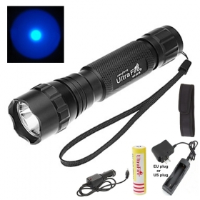UltraFire WF-501B 1-Mode Cree Q5 Blue LED Flashlight torches with Battery/Ac charger/Car charger/flashlight holster