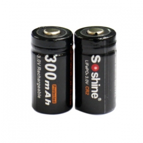 Soshine LiFePo4 battery 15266( IFR CR2) 3.2V Protected 300MAH(1 Pair)