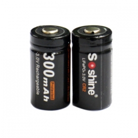 Soshine LiFePo4 battery 15266( IFR CR2) 3.2V Protected 300MAH(1 Pair)