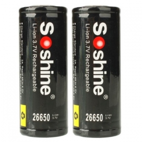 Soshine 4200mAh 3.7V Li-ion 26650 Protected Battery （1pair)