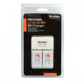 Soshine SC-V1 9V Smart Charger with 2 PCS 9V 650mAh Rechargeable Batteries