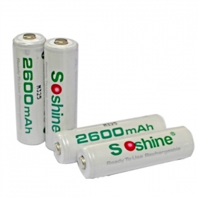 Soshine RTU AA 2600mah 1.2V Rechargeable Ni-MH Pre-Charged 4pcs