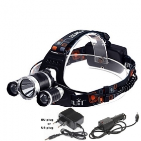 AloneFire HP83 high power 1xCREE XM-L T6 +2xCREE XP-G R5 3800Lumens 4 Mode LED Headlamp Headlight+Charger/car charger for 2x18650 batteries