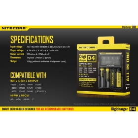 Nitecore D4 Digicharger LCD Display Battery Charger Universal Charger